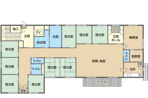 広々とした居室の配置図