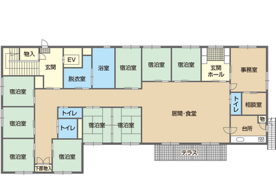 広々とした居室の配置図