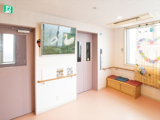 明るい廊下と装飾