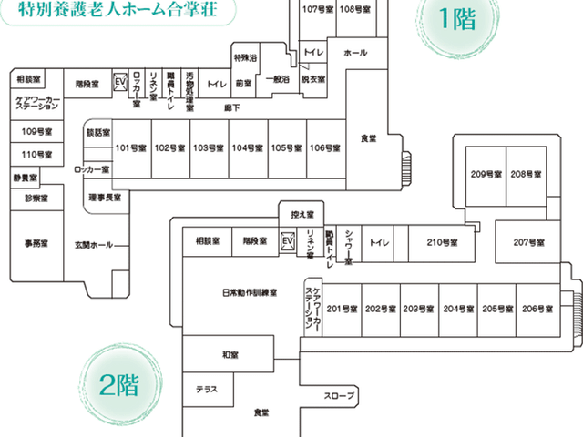 フロア配置図 内観 建物の全体的なレイアウトがわかりやすく表示されており、各部屋の配置が一目で把握できます。