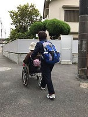車椅子の利用者と介助者