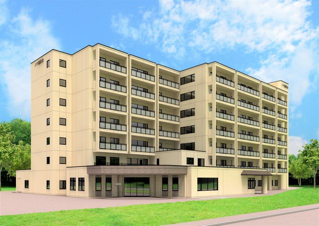 青空の建物外観 外観   広々とした建物の外観です。周囲には緑が豊かで、開放感を感じられます。