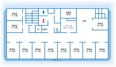 広々とした居室の配置図