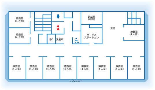 広々とした居室の配置図