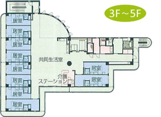居室と共同生活室の見取り図
