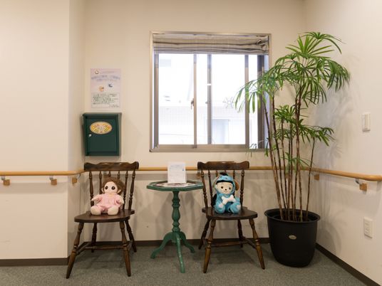  植物と椅子のある休憩スペース  