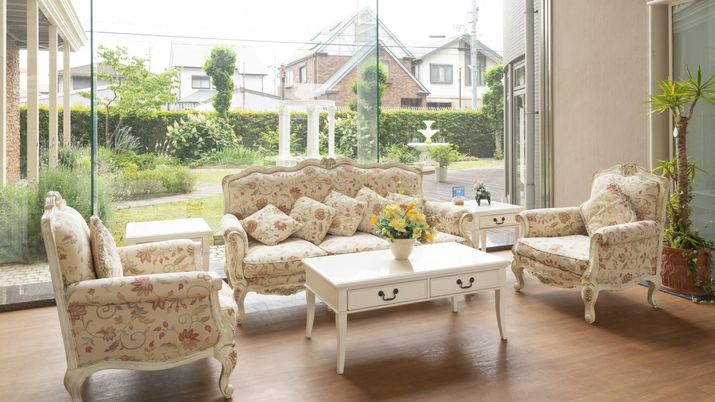 中庭でのリラックスタイム