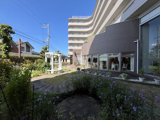 明るい中庭の風景