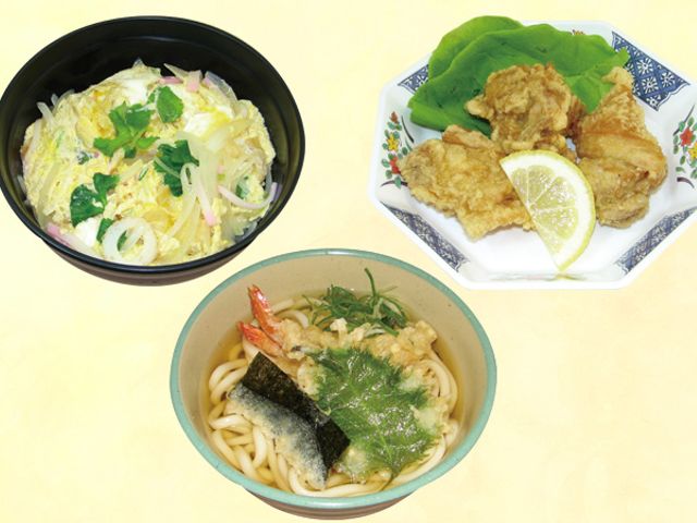 食事の例 料理 美味しそうな料理が揃い、バランスの取れた食事が楽しめます。多彩なメニューが魅力です。
