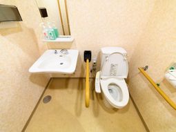 手すり付きの清潔なトイレ