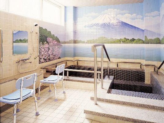 浴室と富士山のタイルアート
