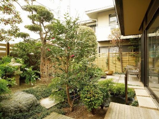 緑豊かな中庭の風景