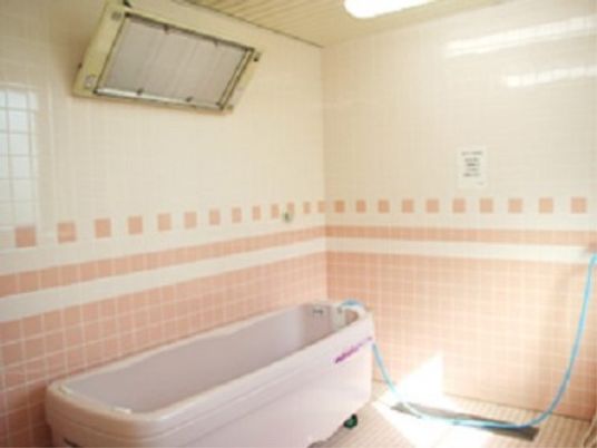 清潔なピンク色の浴室