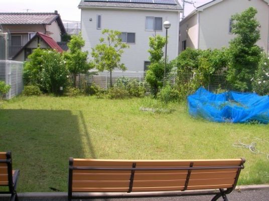 緑多い設備の中庭