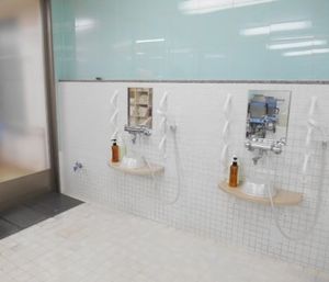 清潔な洗い場の浴室