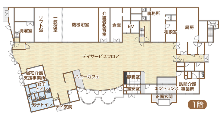 広がるデイサービスフロア