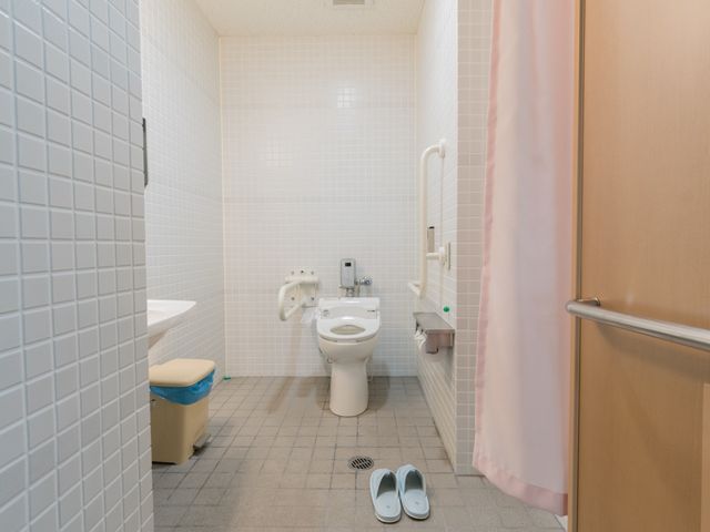快適な設備の洗面所 トイレ 機能的に配された洗面台とトイレが、清潔感のあふれる環境を提供しており、利用者の快適な毎日を支えています。