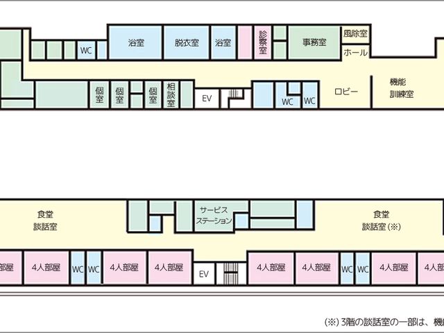 施設全体の見取図 内観 この見取り図は、施設全体の配置をわかりやすく示しています。各エリアの位置を把握しやすい設計です。