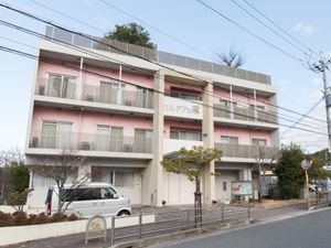 ピンクの建物の外観