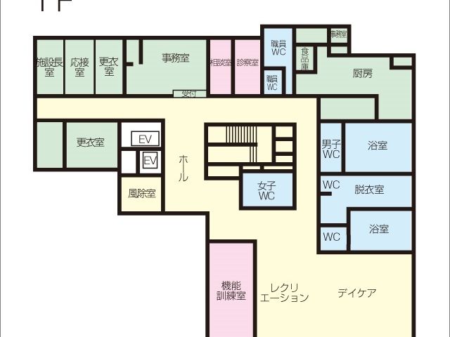 フロアマップ 内観 施設全体の配置が確認できるフロアマップです。動線が分かりやすく計画されています。