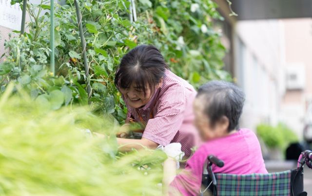 笑顔で植物を世話する場所