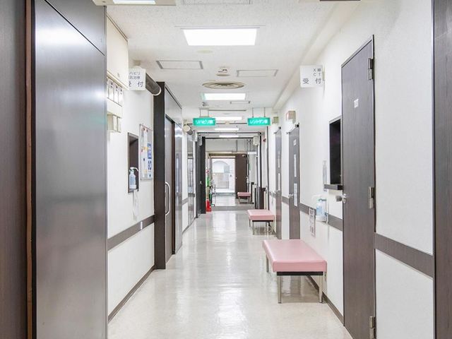 落ち着いた雰囲気の廊下 廊下 静かで落ち着いた色調の廊下です。必要な掲示物が見やすく配置されています。