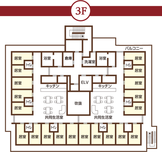 広々とした廊下の図