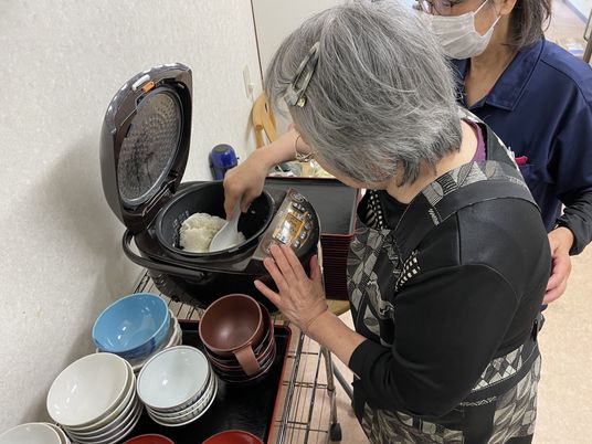 お米を炊く準備の様子