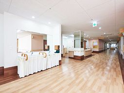 明るく広々とした廊下