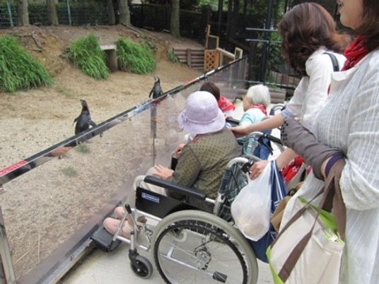 車椅子利用者と動物園