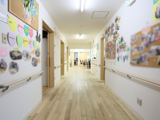 廊下に掲示物が飾られています