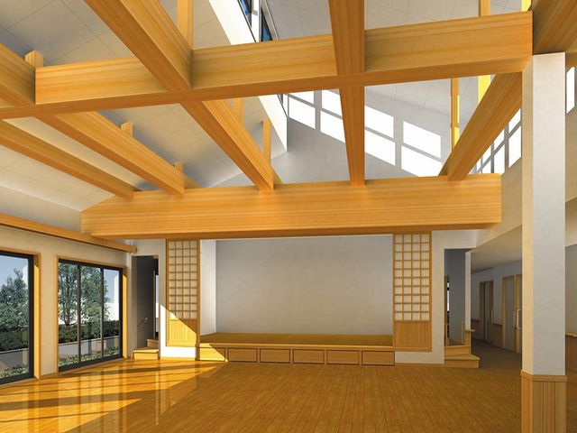 自然光が注ぐ広い空間 ラウンジ 天井が高く、自然光が降り注ぐ開放的な空間です。心地よく過ごしやすい場所になっています。