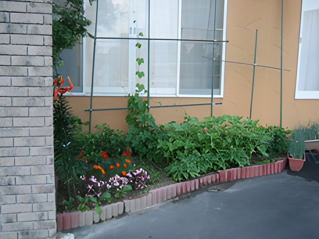 花壇のある庭 庭 優しい色合いの花が咲く庭では、季節を感じながらリラックスした時間を楽しめます。