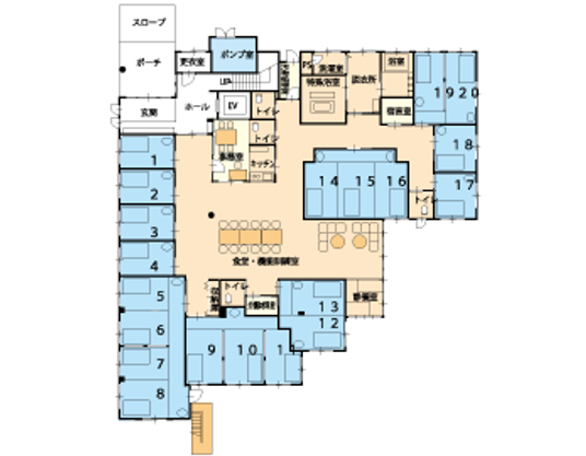 明るい共有スペース