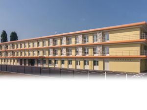 明るい外観の建物  