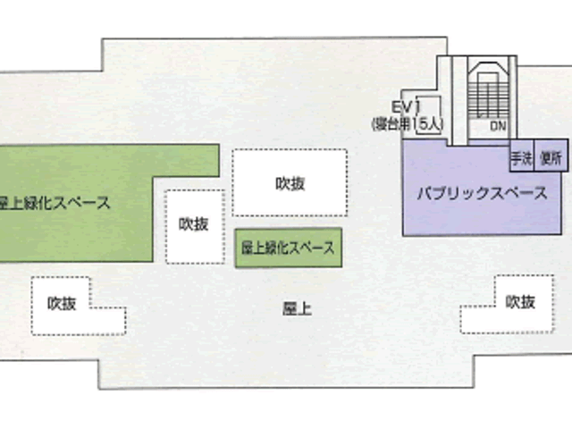 屋上庭園の図面 中庭 屋上庭園は、利用者がリラックスできる開放的な空間を提供します。自然を感じながら過ごせます。