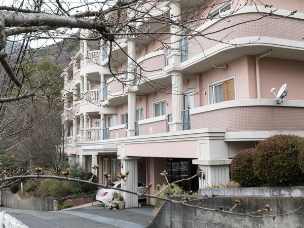 ピンクの建物の外観
