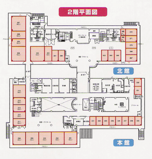 施設の2階平面図