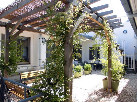 自然感じる中庭