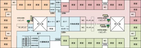 広いリビングが特徴の建物図