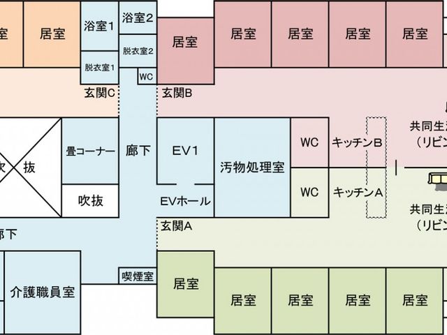 広いリビングが特徴の建物図 内観 リビングスペースが広く、快適にくつろげる空間です。自然光が差し込み、明るい雰囲気です。