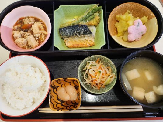 豊かな食事が並ぶトレー