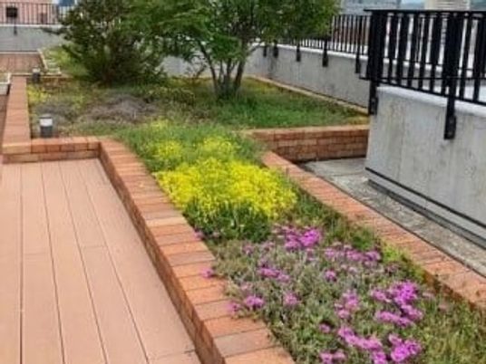花壇のある中庭  
