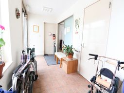 廊下の壁面とプランツ