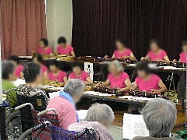 音楽演奏の様子 多目的室 明るい空間で演奏会が行われ、リラックスした時間を過ごせます。和やかなイベントで交流が深まります。