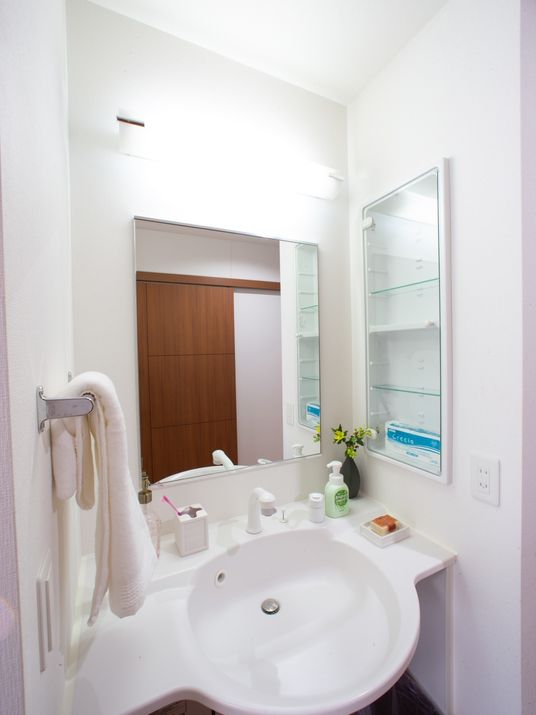 清潔な洗面台と鏡