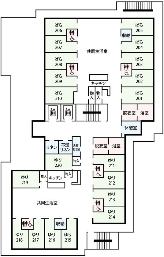 明るく広々とした居室