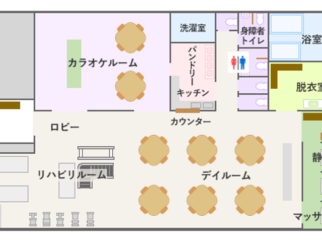 全体の間取り図 内観 施設内の全体配置が把握できる間取り図です。各部屋の場所を確認しやすく、導線もスムーズです。