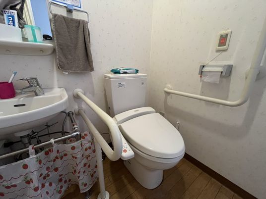 安全な手すり付きトイレ