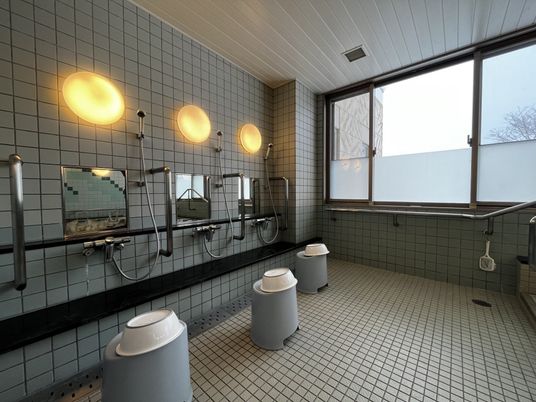 明るい洗面の浴室
